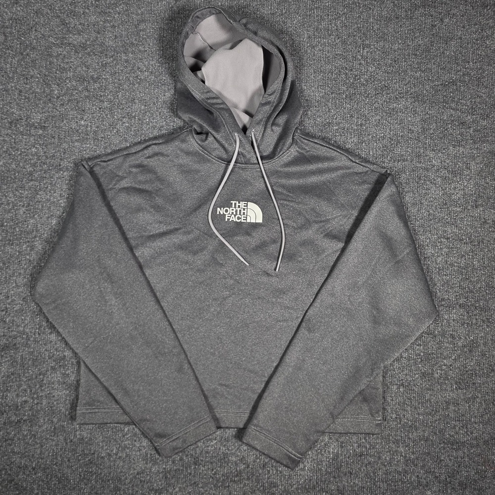 The North Face Womens Heather Gray Cropped Fleece Hoodie Size Medium NF0A5581